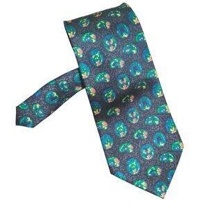 MedicalTies 100% Silk Brain Scan MRI Tie Dark Gray Colorful Science Necktie MD